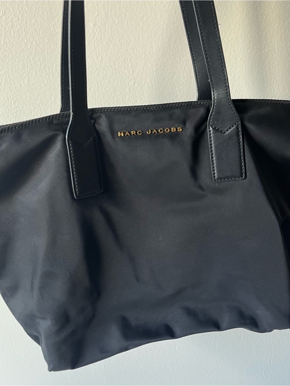 Marc Jacobs Black Nylon Tote with Gold Logo